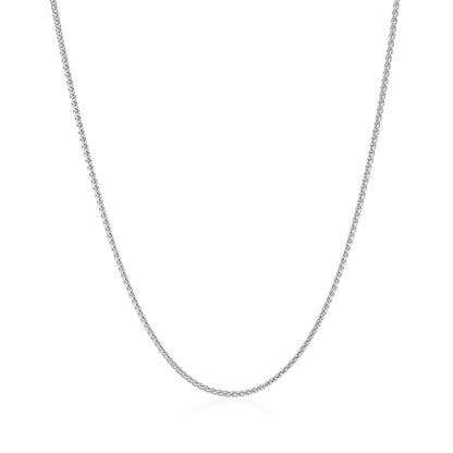 Cadena de trigo redonda de oro blanco de 14k de 1,0 mm