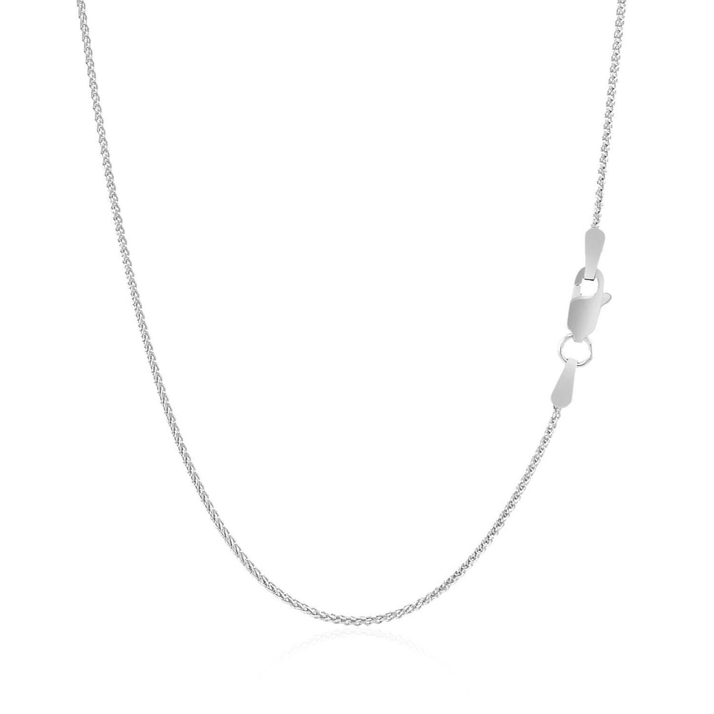 Cadena de trigo redonda de oro blanco de 14k de 1,0 mm
