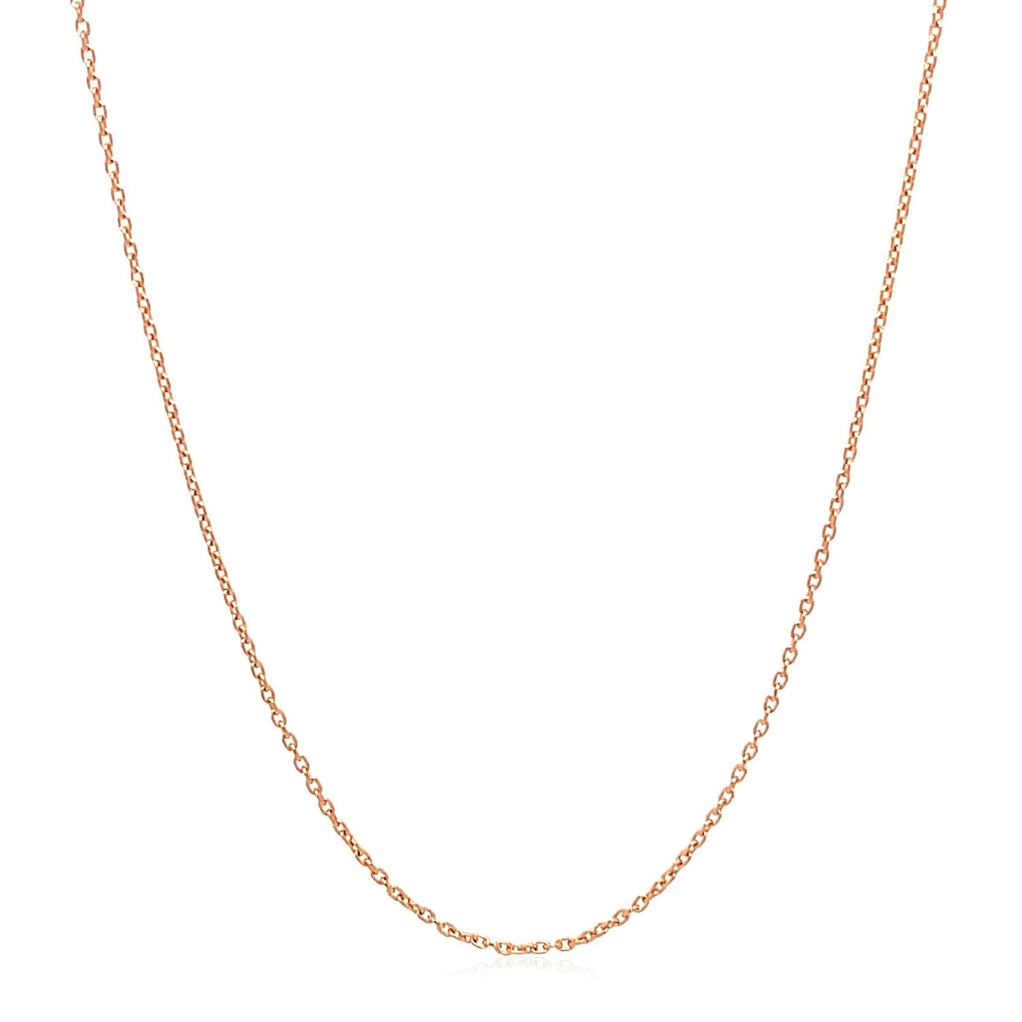 Cadena de Eslabones Ovalados Tipo Cable de Oro Rosa de 14k y 0.97mm
