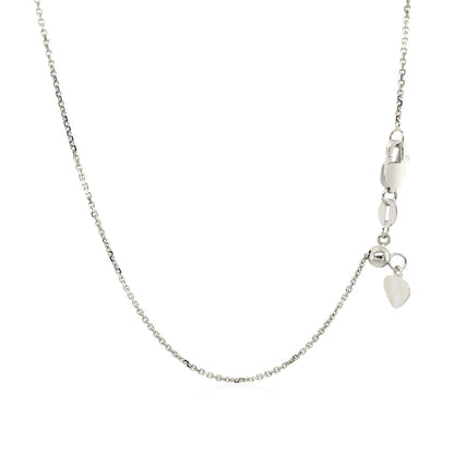 Cadena ajustable de oro blanco de 10 quilates y 0,9 mm