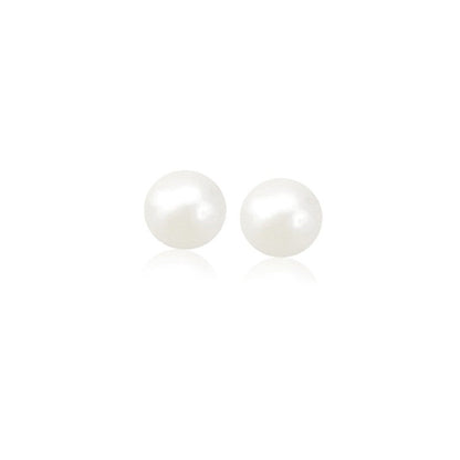 Pendientes de 14k de oro amarillo con perlas cultivadas de agua dulce, blancas (6.0 mm)