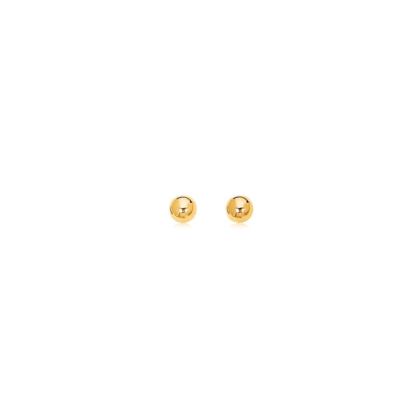 Pendientes de botón redondos pulidos de oro amarillo de 14k