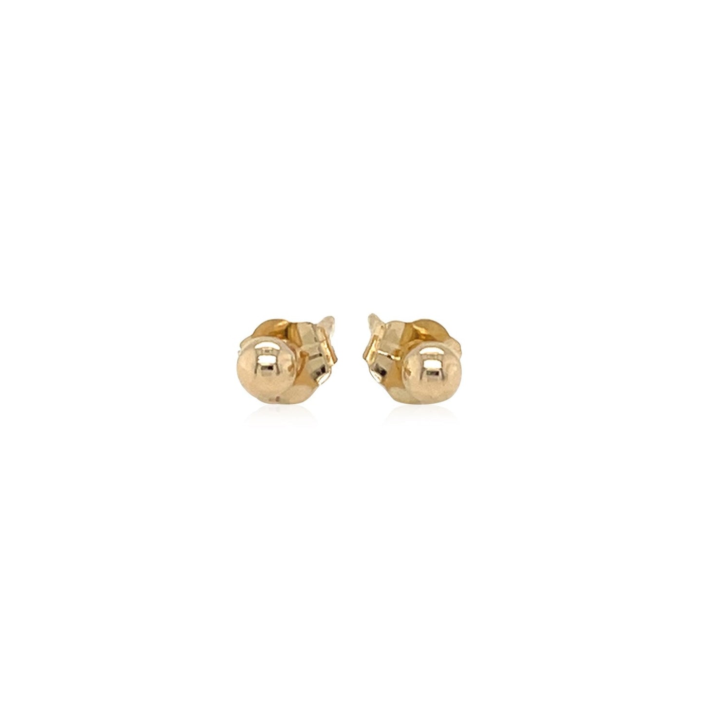 Pendientes de botón redondos pulidos de oro amarillo de 14k