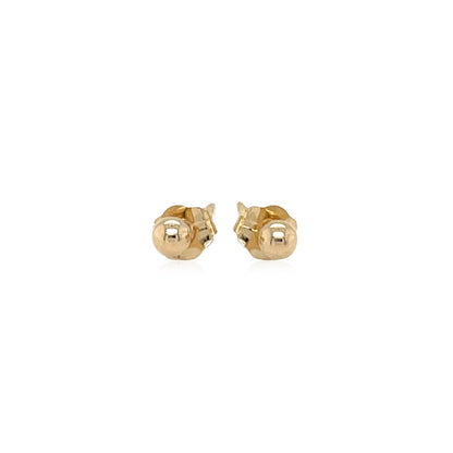 Pendientes de botón redondos pulidos de oro amarillo de 14k