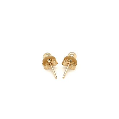 Pendientes de botón redondos pulidos de oro amarillo de 14k
