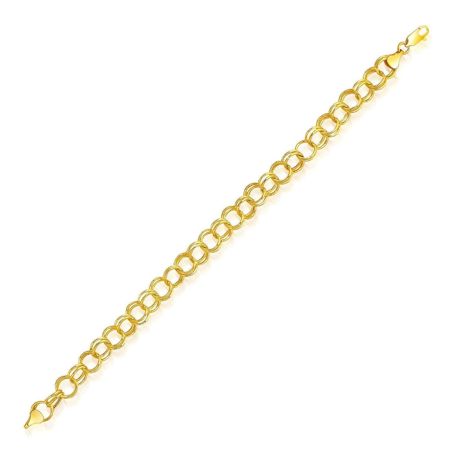 Pulsera de abalorios ligera de oro amarillo de 14k y 8,0 mm