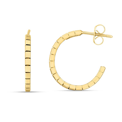 Pendientes de aro Omega de ladrillo de oro amarillo de 14k