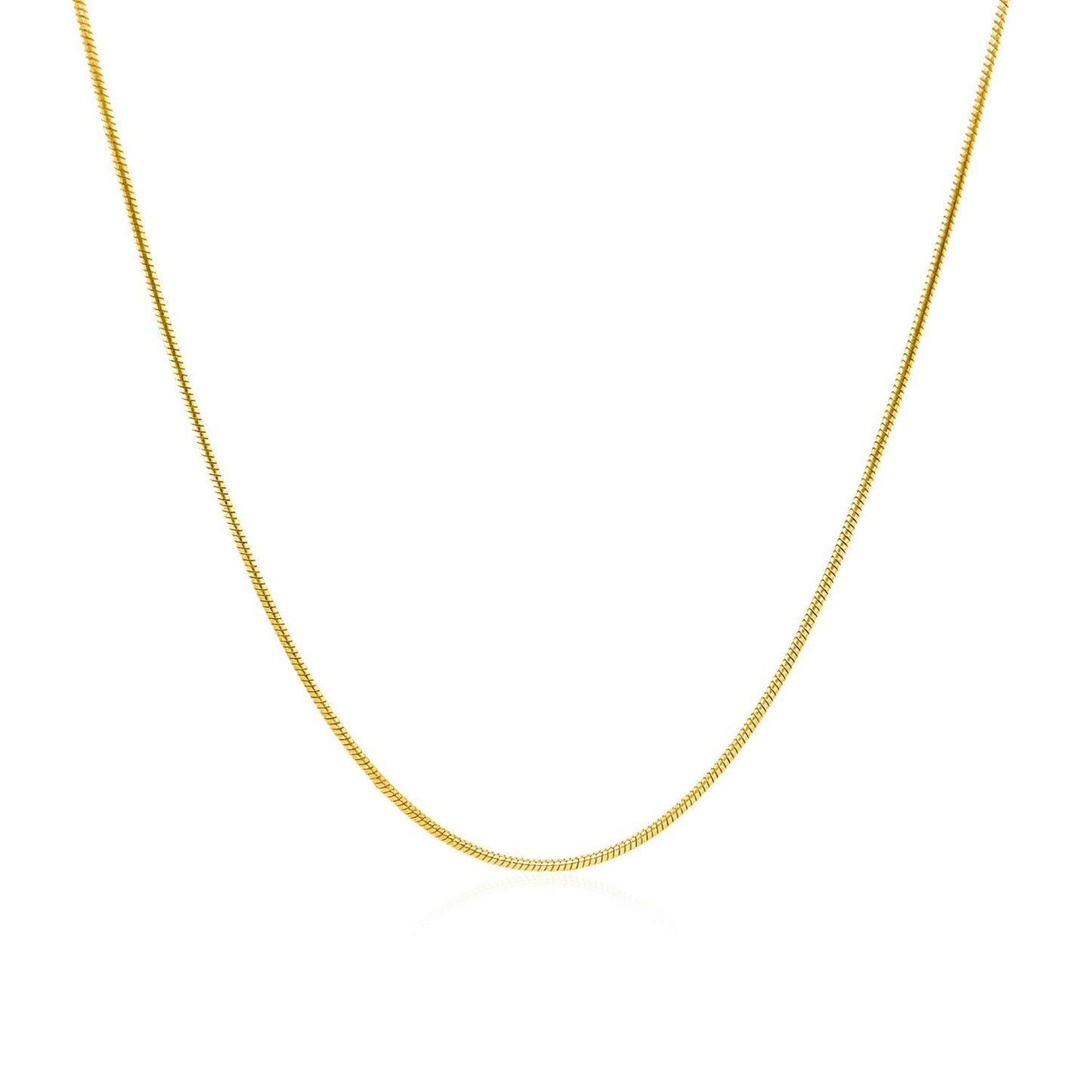 Cadena redonda de oro amarillo de 14 quilates tipo serpiente de 0,9 mm