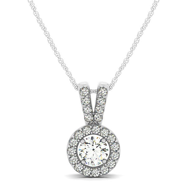 Colgante Redondo con Asa Dividida y Halo de Diamantes en Oro Blanco de 14k (3/4 ct. de peso total)