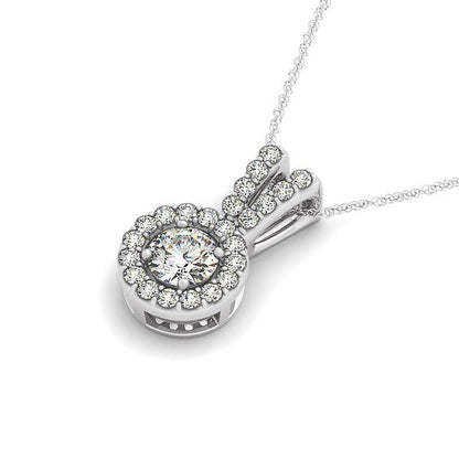 Colgante Redondo con Asa Dividida y Halo de Diamantes en Oro Blanco de 14k (3/4 ct. de peso total)