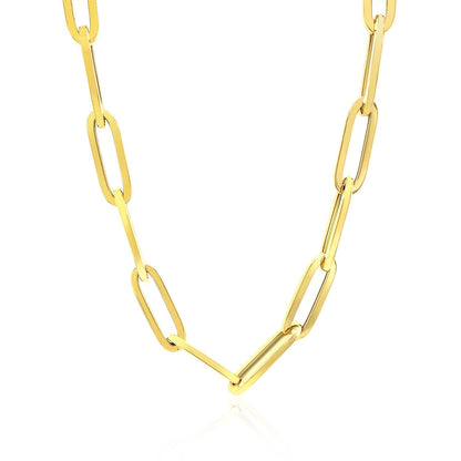 Cadena de eslabones anchos tipo Paperclip de oro amarillo de 14K (6.1mm)