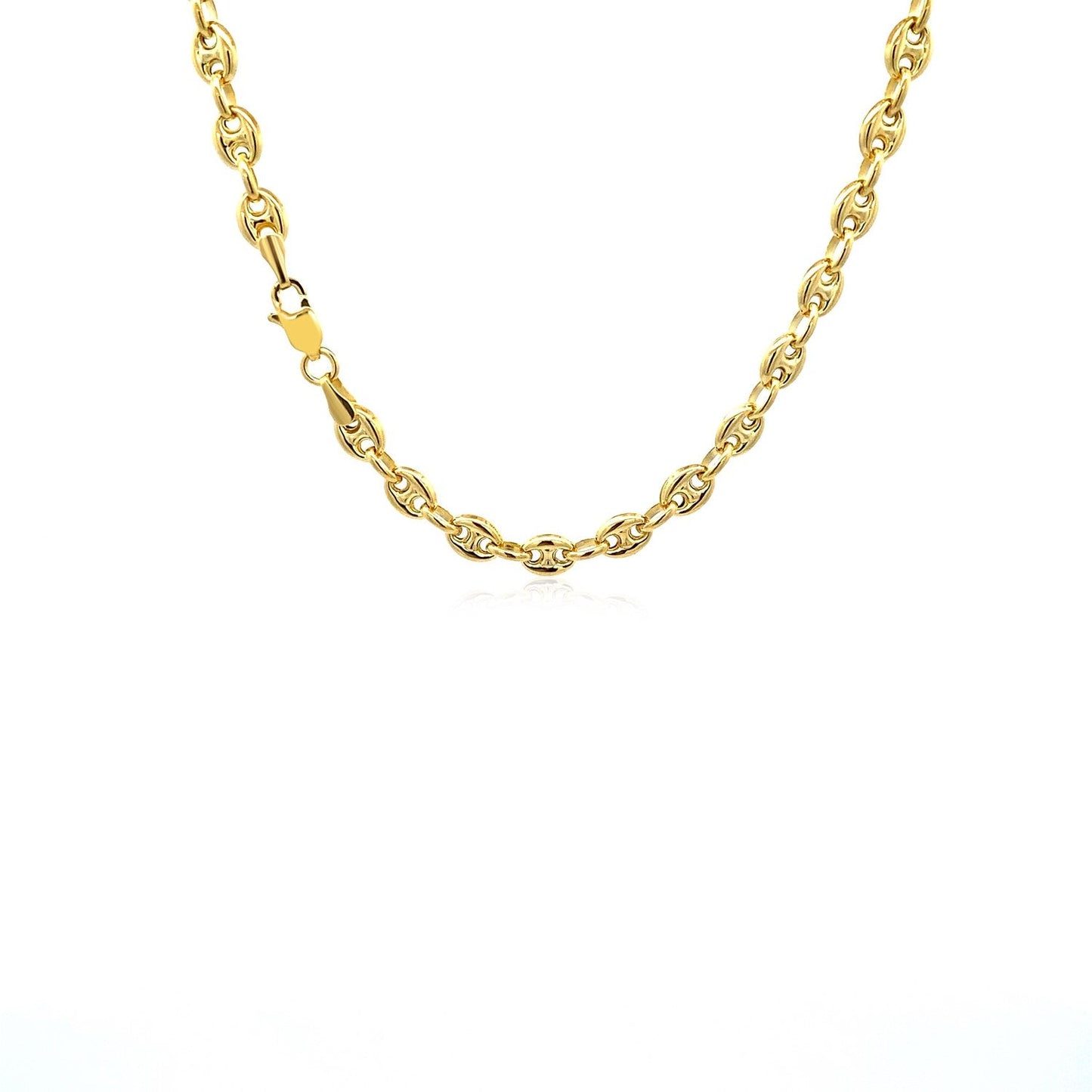 Cadena de eslabones Mariner abombados de oro amarillo de 14k de 4.7mm