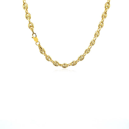 Cadena de eslabones Mariner abombados de oro amarillo de 14k de 4.7mm