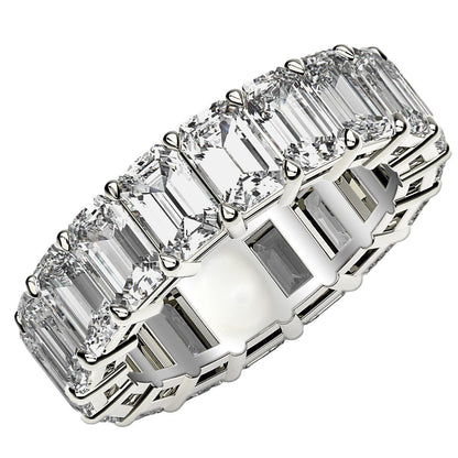 Anillo de eternidad de diamantes cultivados en laboratorio talla esmeralda en oro blanco de 14k (8 quilates totales FG/VS2)