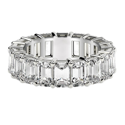Anillo de eternidad de diamantes cultivados en laboratorio talla esmeralda en oro blanco de 14k (8 quilates totales FG/VS2)