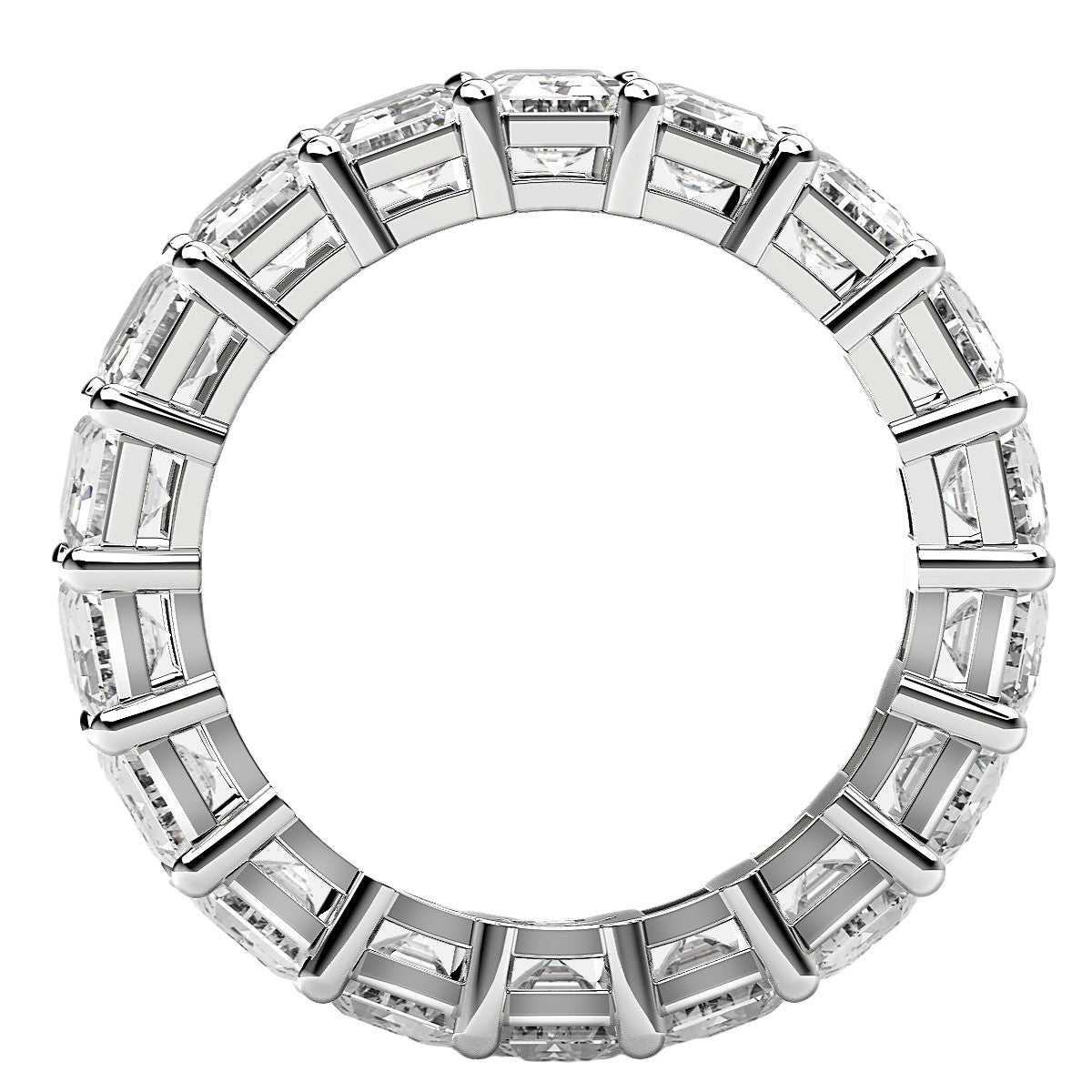 Anillo de eternidad de diamantes cultivados en laboratorio talla esmeralda en oro blanco de 14k (8 quilates totales FG/VS2)