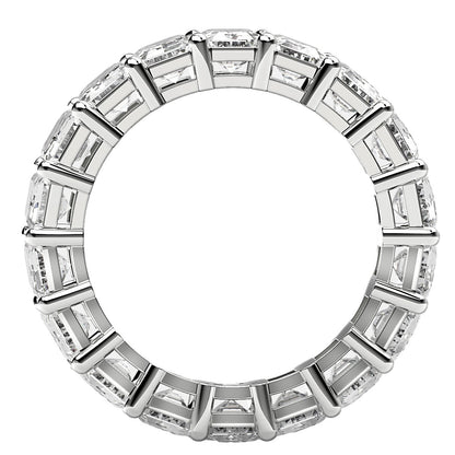 Anillo de eternidad de diamantes cultivados en laboratorio talla esmeralda en oro blanco de 14k (8 quilates totales FG/VS2)