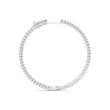 Pendientes de aro delgados de oro blanco de 14k con diamantes a doble cara (1 1/2 quilates en total)