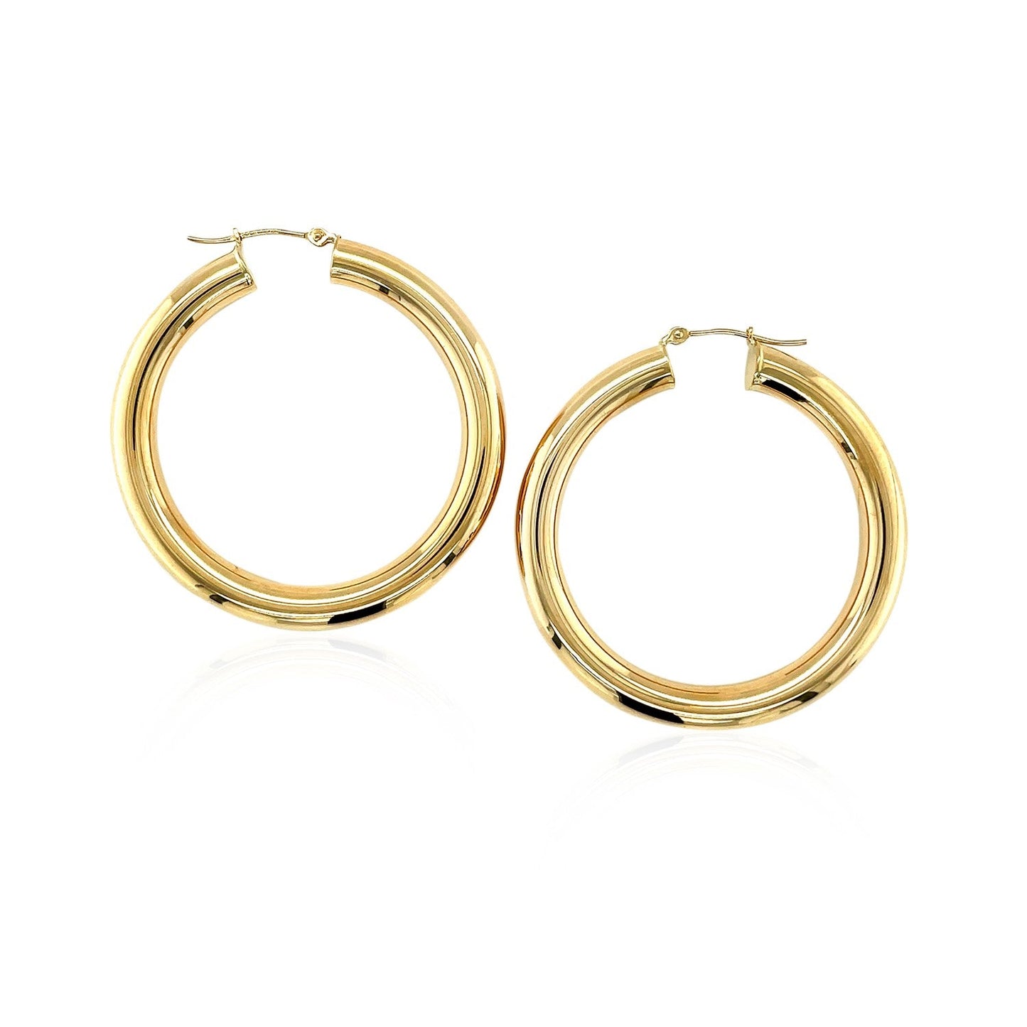 Pendientes de aro pulidos de oro amarillo de 14 quilates (40 mm)