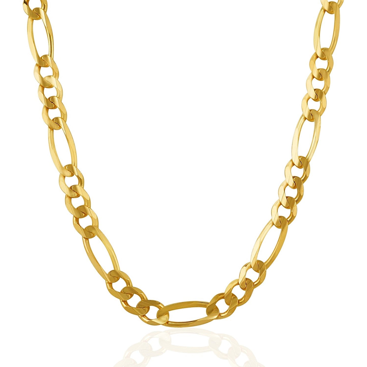 Cadena Fígaro sólida de oro amarillo de 14k y 7.0mm