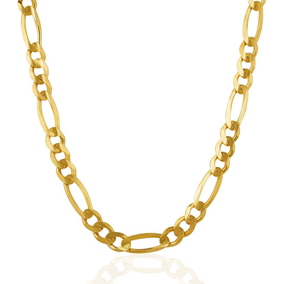 Cadena Fígaro sólida de oro amarillo de 14k y 7.0mm