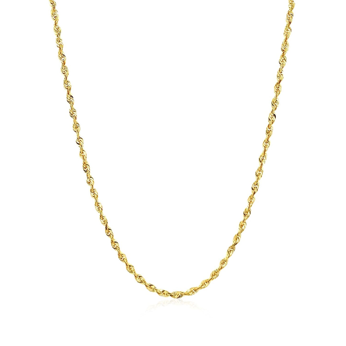 Cadena de oro amarillo macizo de 14k y 2,0 mm con corte de diamante