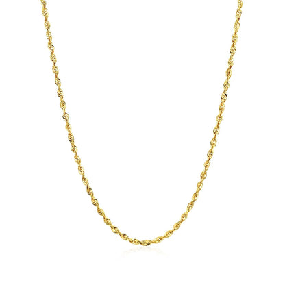 Cadena de oro amarillo macizo de 14k y 2,0 mm con corte de diamante