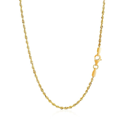 Cadena de oro amarillo macizo de 14k y 2,0 mm con corte de diamante