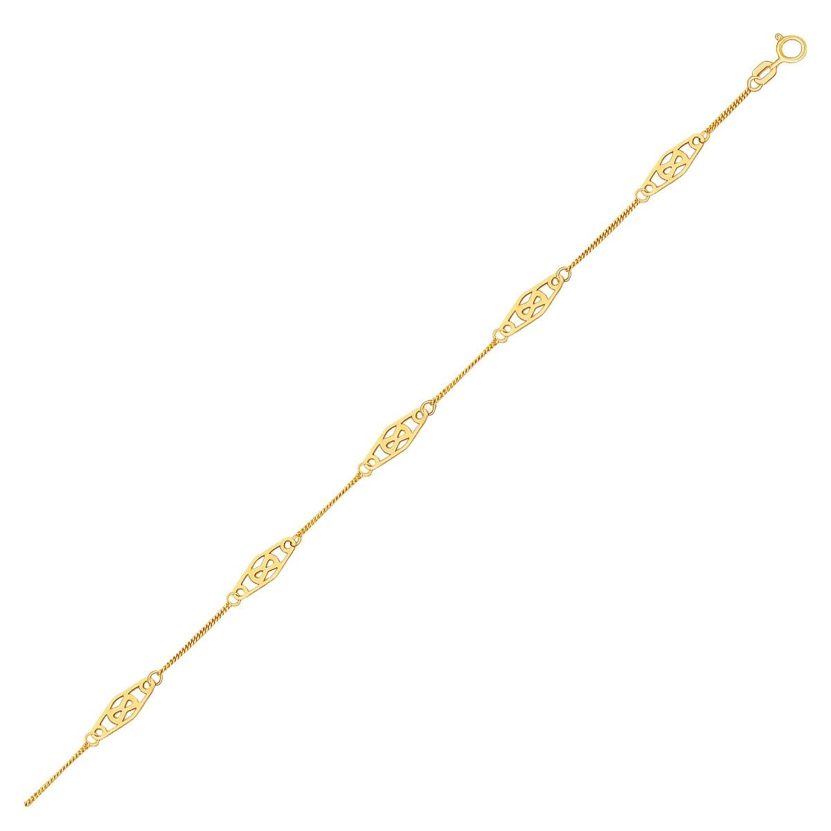 Tobillera con infinito de oro amarillo de 14 quilates
