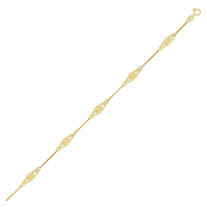 Tobillera con infinito de oro amarillo de 14 quilates