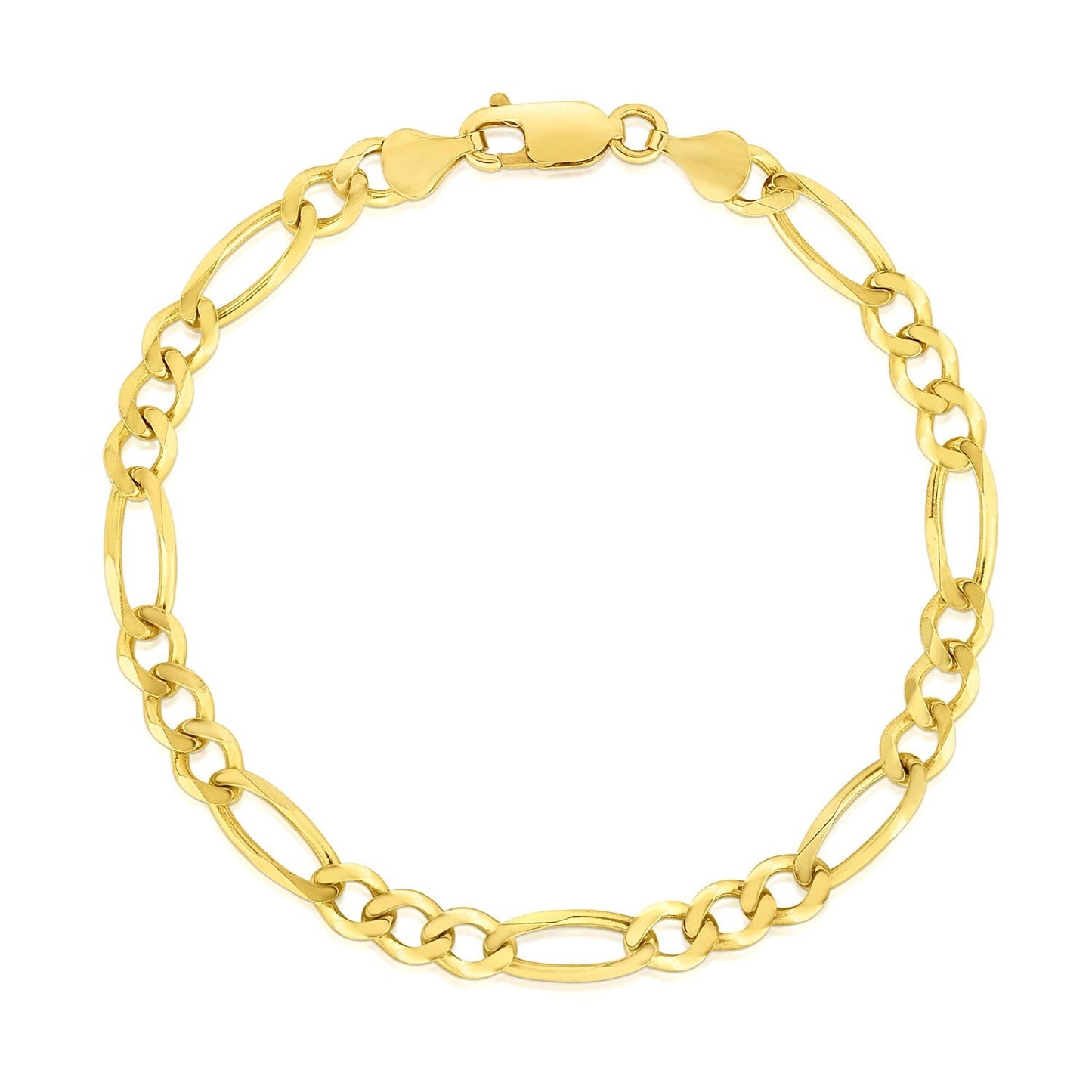 Pulsera de oro amarillo macizo de 10k tipo Figaro (4.50 mm)