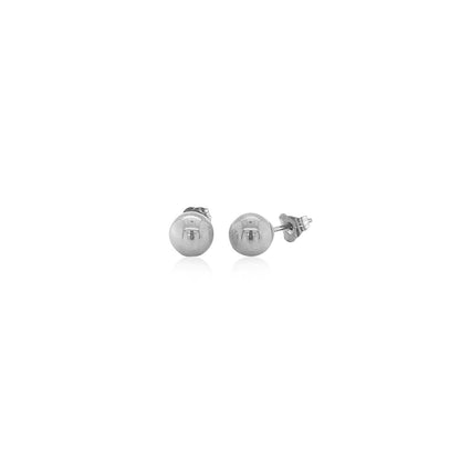 Pendientes de botón clásicos redondos de oro blanco de 14k (6,0 mm)