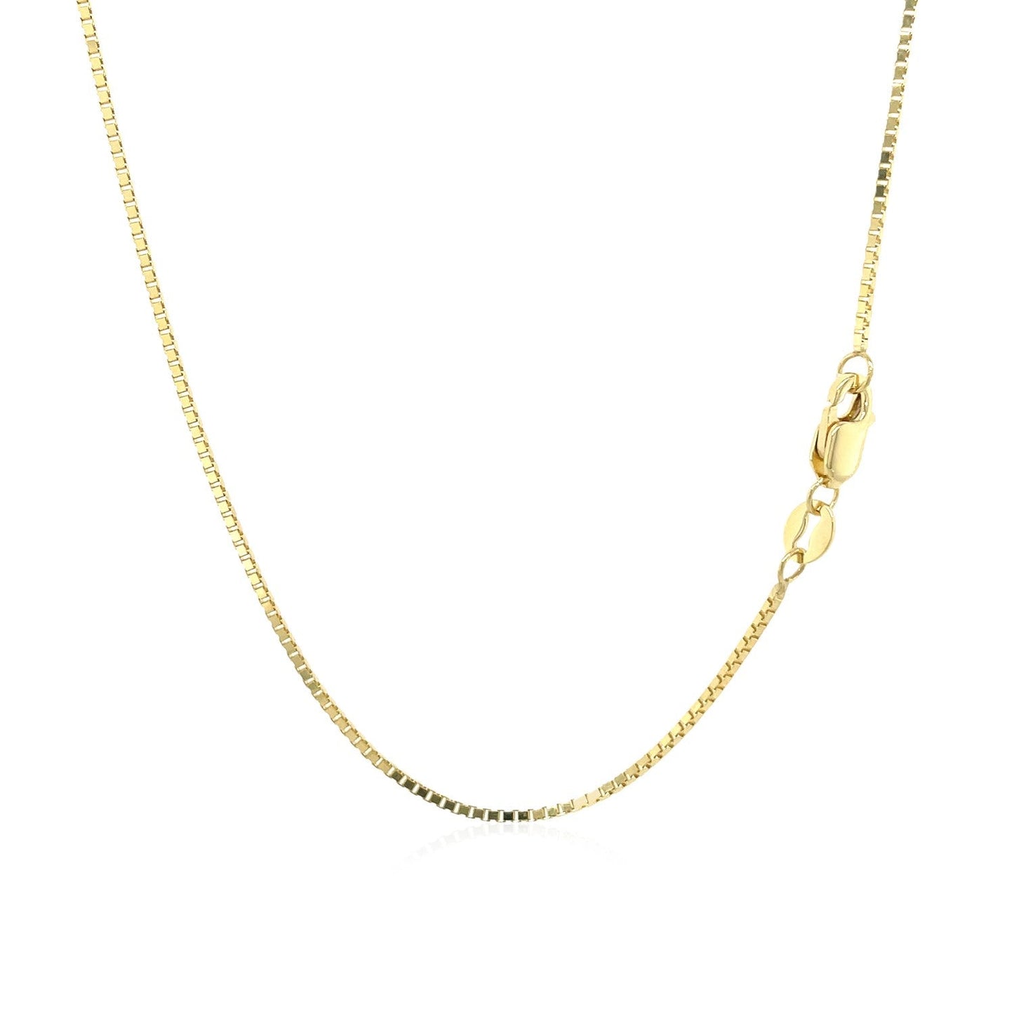 Cadena clásica tipo box de oro amarillo de 10k y 1.0mm