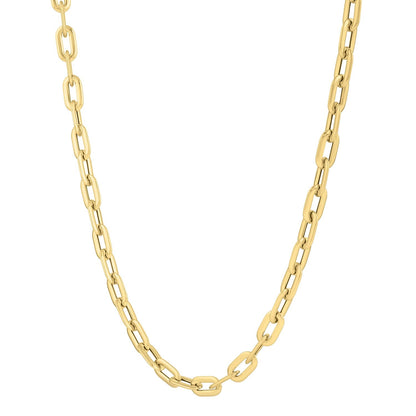 Collar de cadena con eslabones ovalados abombados tipo clip de oro amarillo de 14k (5.30 mm)