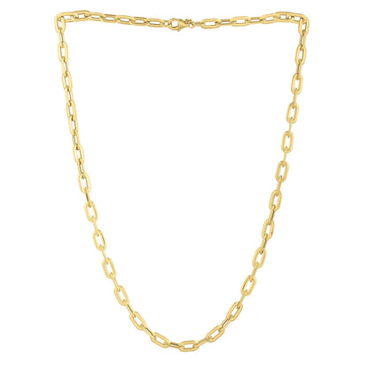 Collar de cadena con eslabones ovalados abombados tipo clip de oro amarillo de 14k (5.30 mm)