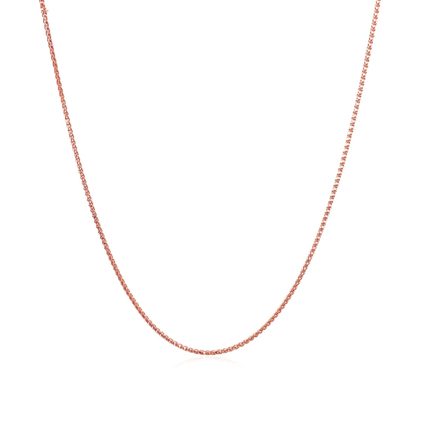 Cadena de trigo redonda de oro rosa de 14k con corte de diamante 0.6mm