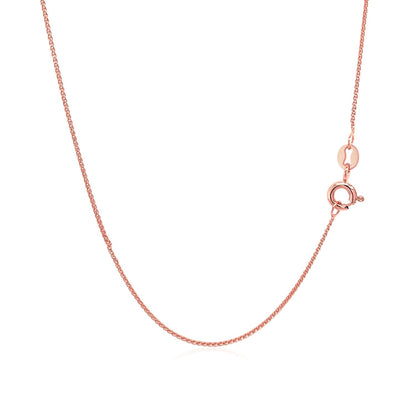 Cadena de trigo redonda de oro rosa de 14k con corte de diamante 0.6mm