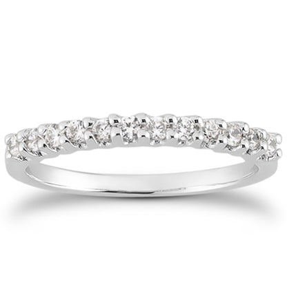 Anillo de boda de diamantes con engaste de fantasía en U y garras compartidas de oro blanco de 14k