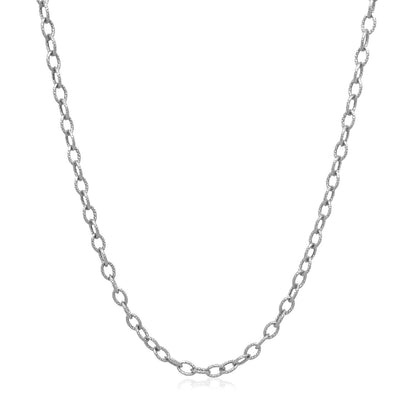 Cadena de oro blanco de 14k de 2.5mm con eslabones texturizados
