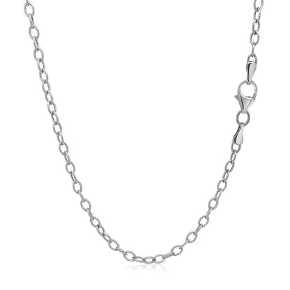 Cadena de oro blanco de 14k de 2.5mm con eslabones texturizados