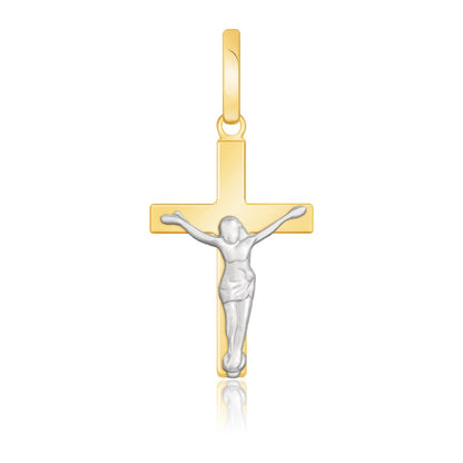 Colgante con motivo de crucifijo en oro de 14k bicolor
