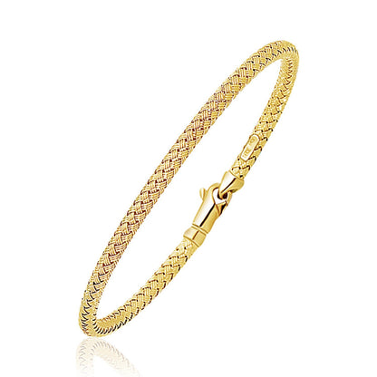 Brazalete Fancy Weave de oro amarillo de 14k (3.0mm)