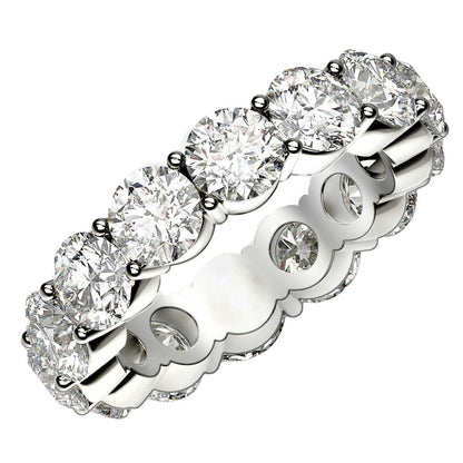 Anillo de eternidad de diamantes redondos cultivados en laboratorio de oro blanco de 14k (6 quilates peso total FG/VS2)