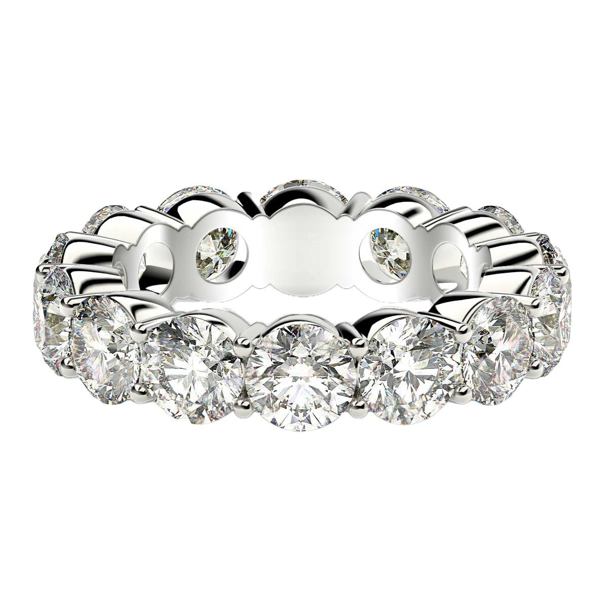 Anillo de eternidad de diamantes redondos cultivados en laboratorio de oro blanco de 14k (6 quilates peso total FG/VS2)