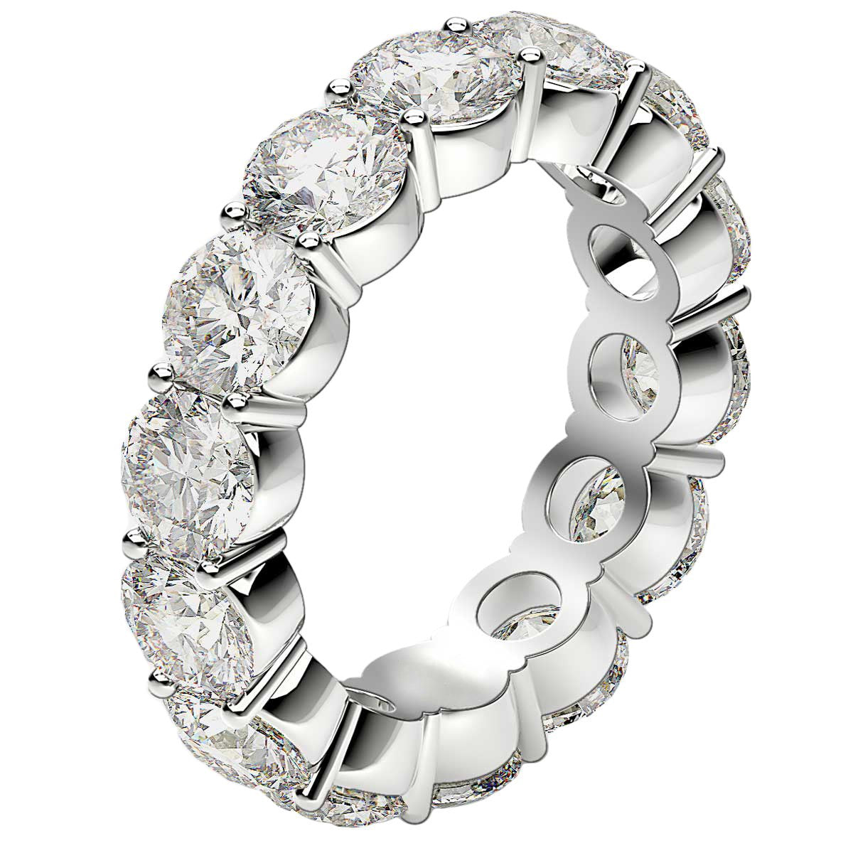 Anillo de eternidad de diamantes redondos cultivados en laboratorio de oro blanco de 14k (6 quilates peso total FG/VS2)