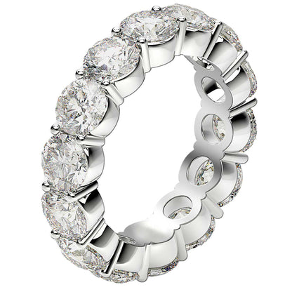 Anillo de eternidad de diamantes redondos cultivados en laboratorio de oro blanco de 14k (6 quilates peso total FG/VS2)