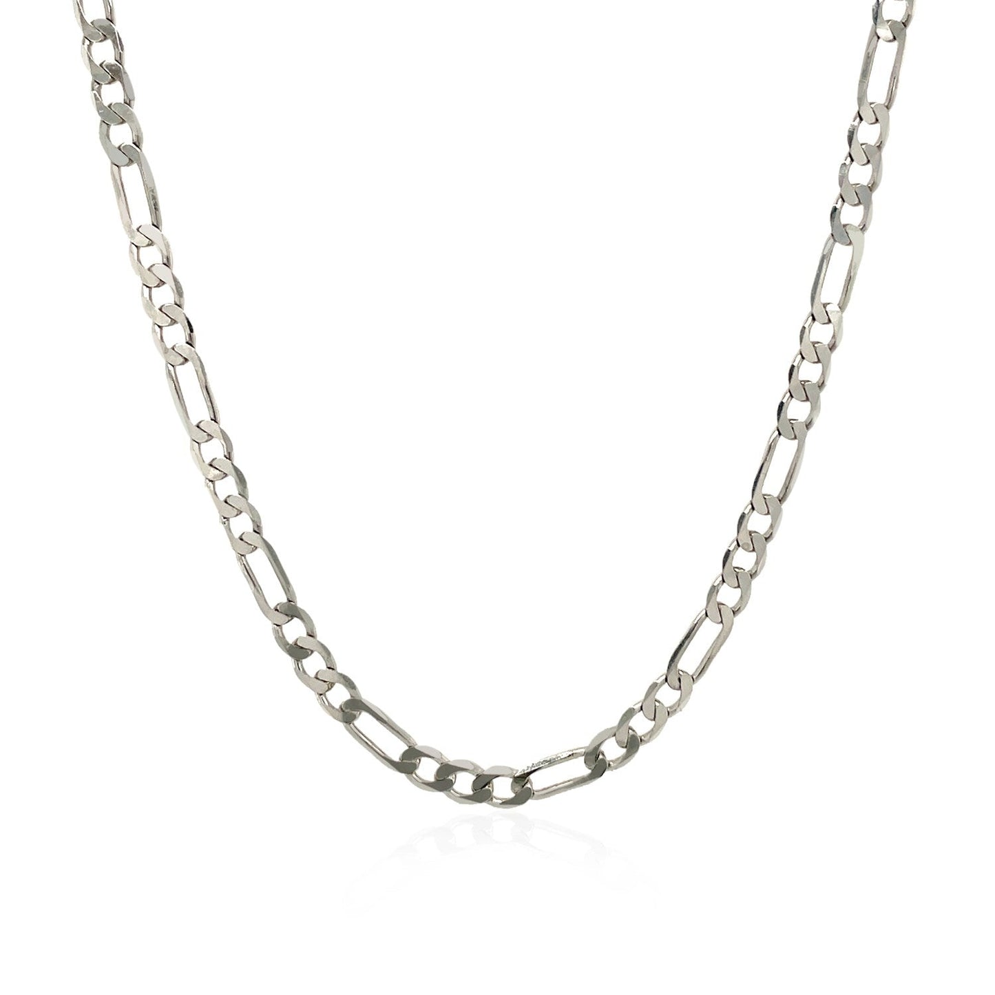 Cadena Fígaro sólida de 3.0mm de oro blanco de 14k