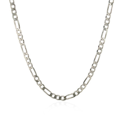 Cadena Fígaro sólida de 3.0mm de oro blanco de 14k