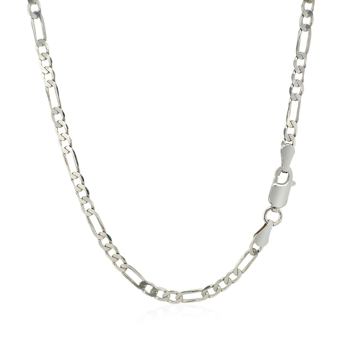 Cadena Fígaro sólida de 3.0mm de oro blanco de 14k