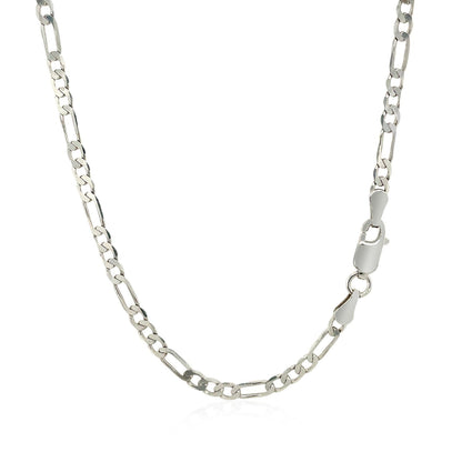Cadena Fígaro sólida de 3.0mm de oro blanco de 14k